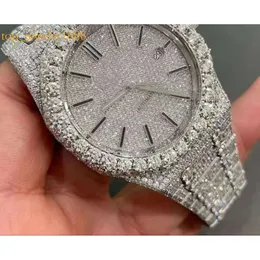 2022 إصدار جديد VVS Moissanite Mens Watches التلقائي Sier Diamonds Pass Test T op Movement Eta Movement 904L Stainless Steel Iged Out Sapphire Watch Wathproof