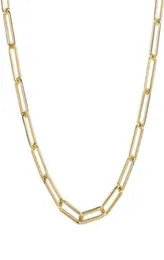 MICCI Stainls Steel Round Flat Rec Chain Choker Necklace Women 18K Gold Plated Paper Clip Papperklipp Länk Chain Necklaci24i3086397
