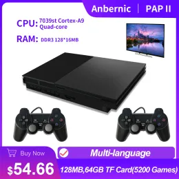 GamePads Novo ANBERNIC PAP II Console de videogame 4K HD TV Game 64bit 5200 Family Retro Games Video Game Player Double Gamepad