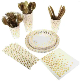 Plates Party Tableware Year Disposable Kit Paper Dinnerware Towels Cups Cutlery Set