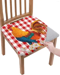 Chair Covers Red Plaid Daisy Rooster Farm Seat Cushion Stretch Dining Cover Slipcovers For Home El Banquet Living Room