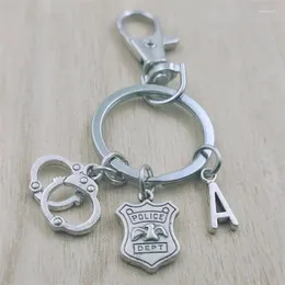 Keychains Handcuffs Dept Keyring Letter Car Key Chain Ring Lobster Clasp Initial Charm Women Jewelry Accessories Pendants Metal