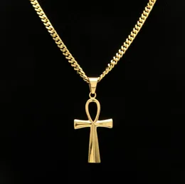 Gyptian Ankh Key Charm Hip Hop Cross Gold Silver Silver Wisiant Naszyjniki dla mężczyzn Najlepsza jakość mody Party Jewellry Prezent6256105