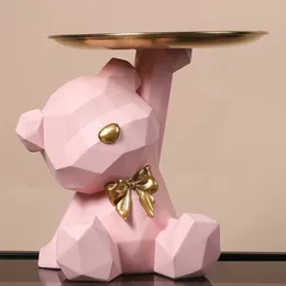 Геометрический медведь ключевой держатель статуэток входные ремесла смола на столовые стойки
