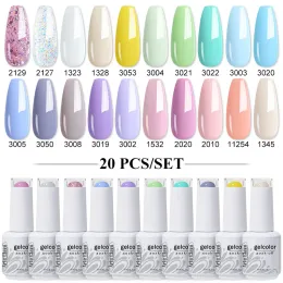 젤 Arte Clavo 20pcs Glitter Nail Gel Polish Set Purple Pink Brown Nail Art Manicure Set Semi Perment Soak Off UV Gel