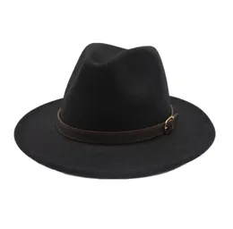 Seioum Ny modestil breda grimkvinnor filt hatt ull soild fedora mössa för kvinnor retro hatt eleganta damer jazz ull caps5121264