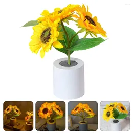 Decorative Flowers Desktop Ornament Lamp Work Decor Ambient Lighting Yellow Home Table Sunflower LED Lights Tabletop