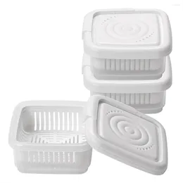 Storage Bottles 3PCS Green Onion Crisper Kitchen Refrigerator Plastic Drain Box Square Soap Dish Food Seal