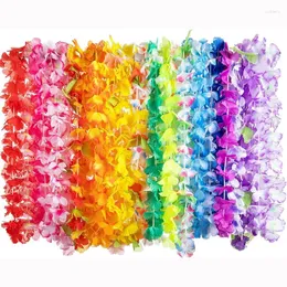 Flores decorativas 50 PCs Contar o colar havaiano Hawaii Silk Flower tema Party Favors Wreaths Bandas de férias de casamento aniversário