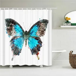 Duş perdeleri renkli güzel kelebek perde banyo su geçirmez polieste kumaş küvet dekor kancalar 180x180cm