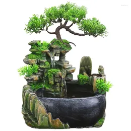 Gartendekorationen kreative Innen Simulation Harz Rockery Wasserfall Statue Feng Shui Wasserbrunnen Home Crafts-US-Plug-A