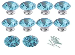10pcs/Set Blue Diamond Shape Crystal Glass Cabinet Knob Cupboard Drawer Handle/Great for Cupboard, Kitchen and Bathroom Cabinets (30MM)8497759