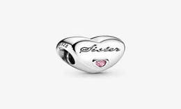 Yeni Varış% 100 925 STERLING Silver Sister's Love Charm Fit Orijinal Avrupa Tahıl Bilezik Mücevher Mücevher Aksesuarları5295419