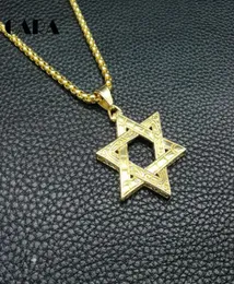 힙합 목걸이 Men039S David Pendant Necklace Stainless Gold 3mm 270390397402880의 고품질 6 점 유대인 스타.