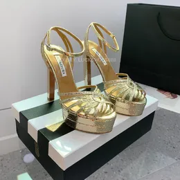Aquazzura Gold Metallic Bandital Sandals 140mm Women High Heeled Sandals chunky block heels cheels strap bress shoes pumps pumps evening size size 35-42