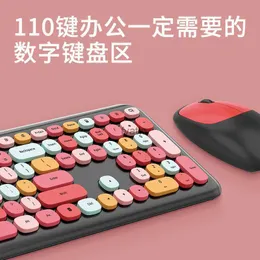 Keyboard -Maus -Combos Ferris Handfarbe Lippenstift Girls Wireless Keyboard Mouse Punk Office Anzug H240412