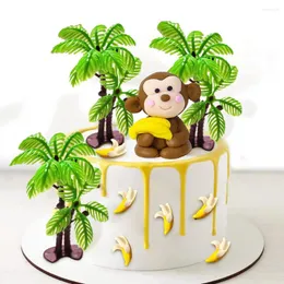 Festive Supplies 10 PCS Monkey Cake Topper Coconut Trees Banana Decoration Jungle Safari Animal Themed Birthday Baby Shower Party