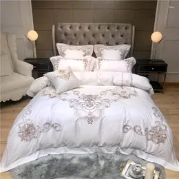 Bedding Sets 42 Mewah Bordir Set Tempat Tidur Orang Dewasa Beddingset Seprai Katun Mesir Duvet Cover Bed Sheet Sarung Bantal 4/7 Pcs