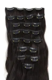 Oxette hair extensions Grade 5A 15inch 24inch 7pcs set Clips inon 100 remy Human Hair Extensions full head dark brown 2 color1564595