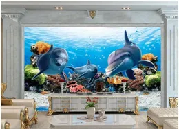 Papel de parede de parede PO de parede de paredes para paredes 3 D Murais da paisagem do Mediterrâneo Subaquático Mundial Dolphin TV Background Paper Decor Home Decor