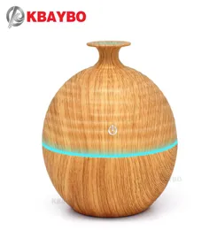 KBAYBO 130ML USB evaporativ luftfuktare aromdiffusorer Essential Oil Diffuser Aromaterapi Mist Maker LED Light Wood Grain4007404