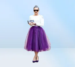 Mode regency lila tyllkjolar för kvinnor midi längd hög midja puffy formella party kjolar tutu vuxna kjolar7970724