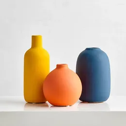 Vase 3PCS Morandi Design Vase Modern Style Home Decor Ceramic Craft Aesthetic Decorative Table Decoration Accessories Ornaments