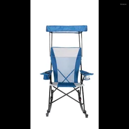 Camp Furniture Mesh Tension Rocking Chair With Canopy Blue And Grey Detachable Rockers Adult