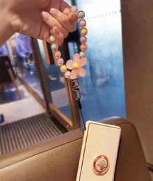 電話ケースiPhone 14 Pro Max Lange Macaron Color Beaded Japanady and Korean Style Handmade Beaded Flower Mobile Chain Wrist R9416133