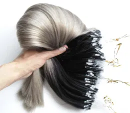 Silver Ombre micro loop ring hair extensions 300g 1gs 300s grey Remy Micro Bead Hair Extensions T1bGrey Micro Link Human Hair Ex9765546