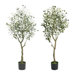 Flores decorativas Olive Tree Fake para Decoração de casa Presente com plantador de 4 pés House Greenery Decoration Office Indoor