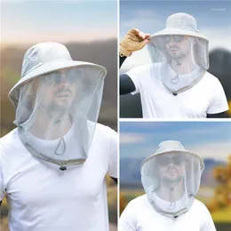 Berets Outdoor Head Face Mask Hat Net Cover Anti-Mosquito Mosquito Cap Letnia podróż oddychająca siatka oddychająca czapki rybackie