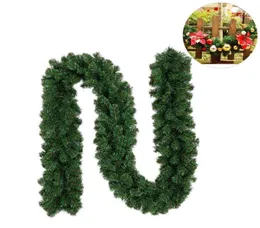 Flores decorativas grinaldas de pvc decorações de natal ornamentos de natal girland rattan home parede pinho pendurado artificial verde 7990626