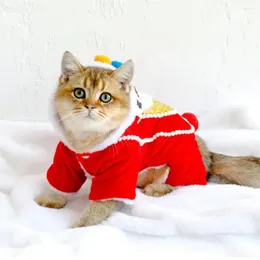 Hundkläder husdjur cosplay kostym dans lejon utseende hålla värme fyra ben tecknad hundar katter jumpsuit för år