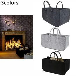 Bags Felt Bag Black Fireplace Wooden Bag Felt Basket Fire Wood Pocket Firewood Basket Newspaper Stalls Basket