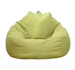 Leniwa sofa pokrywa solidne okładki krzeseł bez lnianej tkaniny leżak torba fasolka Pouf Puff Couch Tatami salon worka fasolowa 224057090