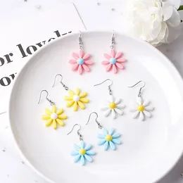 Dangle Earrings 2024 Korean Cute Metal Flower Stud For Women Girl Fashion Big Sweet Earring Summer Daisy Jewelry Femme Brincos