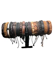 100 шт. Мужские женские женские винтажные кожаные браслет -браслет -манжеты браслет модные ювелирные изделия из смешанного стиля