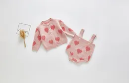 Insfant Girls Love Heart Strick Sweater Sets Kid Long Sleeve Cardigan Outwear Strampler 2pcs Neugeborene Baby Kinder Kleidung A51213447551