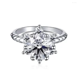 Rings Rings Stl Cross Border Liveing ​​Saleing S925 Sterling Silver One 5A Zircon High Carbon Diamond Snowflake Fashion