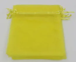 Lemon Yellow 7x9cm 9x11cm 13x18cm Organza Jewelry Gift Pouch -väskor för bröllopsgaversbärar Accessories2287485