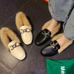 Scarpe casual primaverili autunno femminili piatti piatti in pelliccia lussuosa stivali moderni in pelle britannica botas de mujer