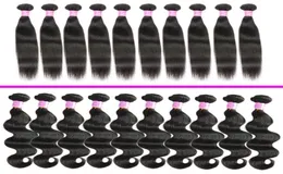 Brazilian Human Hair Body Wave Bundles 8A Unprocessed Peruvian Straight Virgin Human Hair Weave Extensions Whole Remy Human Ha94122241969