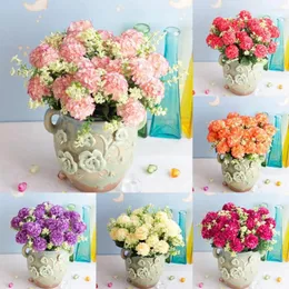 Dekorativa blommor konstgjorda flera färger utsökt färgfast hortensia bukett falska långvarig