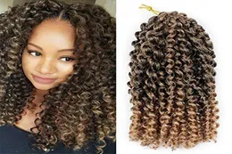 Pack med 3 ombre färg Marlybob virkning flätande hår afro kinky curly jerry curl flätor kanekalon syntetiska hårförlängningar 10QU2697363