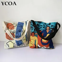 Bolsa de compras Bolsa de bolsa feminina Bola estética Y2K ombro de moda coreana harajuku impressão grande vintage Casual Ins tela