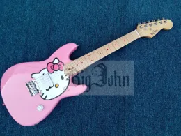 الغيتار Mini Pink Kitty Cat Guitar Electric Mahogany Body Maple Fingerboard S278