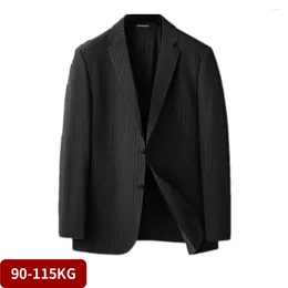 Abiti maschili da uomo blazer a strisce a strisce a due bottoni abito a petto a petto plus size giacca nera per matrimonio casual matrimonio 90-115 kg