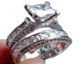 Schüchterner Victoria Wieck Luxusschmuck Prinzessin Cut 75 mm weißer Saphir 925 Silber simuliertes Diamant Hochzeit Engagement Party RI2963766