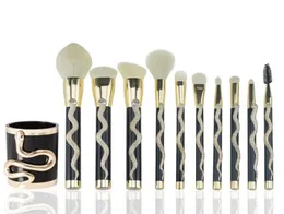 Makeup Brushes 10st Snake Pattern Brush Set Maquiagem Big Concealer Contour Eye Shadow Cosmetics Blushing Blending8915023